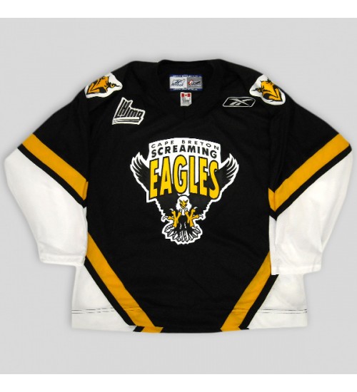 Custom QMJHL Cape Breton Screaming Eagles 2006 09 Hockey jersey Road Black